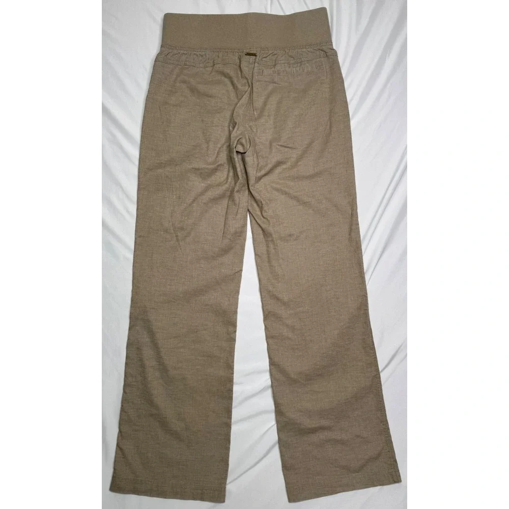 Prana Mantra Straight Leg Hemp Blend Pants Tan Khaki Womens Small Yoga Bohemian